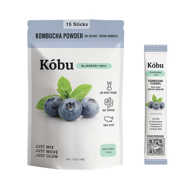 Coming Soon! Kōbu Kombucha Powder – Blueberry Mint.