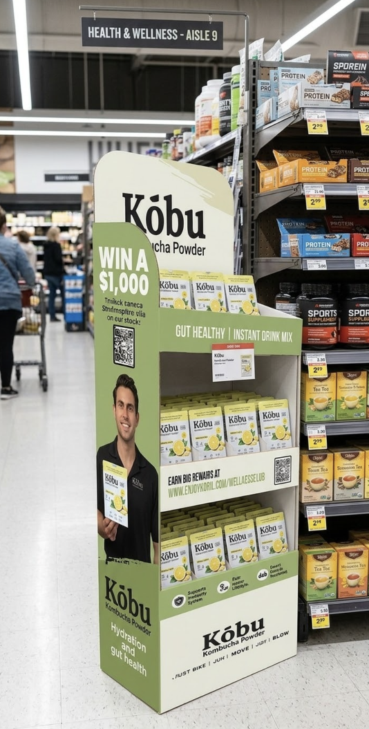 Kobu aisle floor display